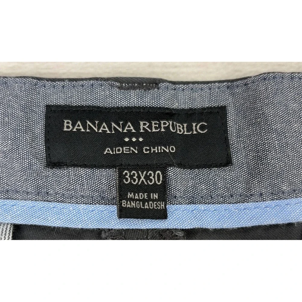 Banana Republic Men's 33x30 Charcoal Gray Aiden Chino Straight Pant Excellent